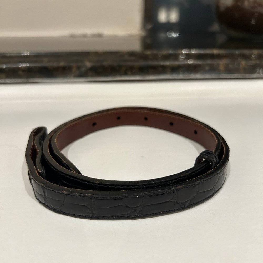 Barry Kieselstein-Cord Genuine Skinny Black Alligator Skin Belt Size 1